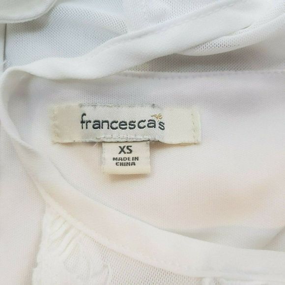 Francesca's White Lace Mesh High Neck Mini Dress Formal Lined XS EUC - Picture 5 of 5